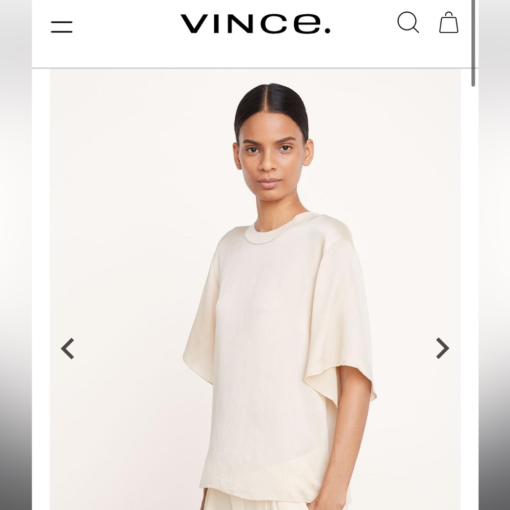 Vince Rib-Flutter Silk Top - Picture 2 of 8